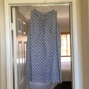 Sleeveless Navy & White Dress Key Print Size M